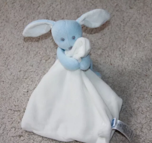 Doudou Jacadi Lapin Bleu Mouchoir Blanc
