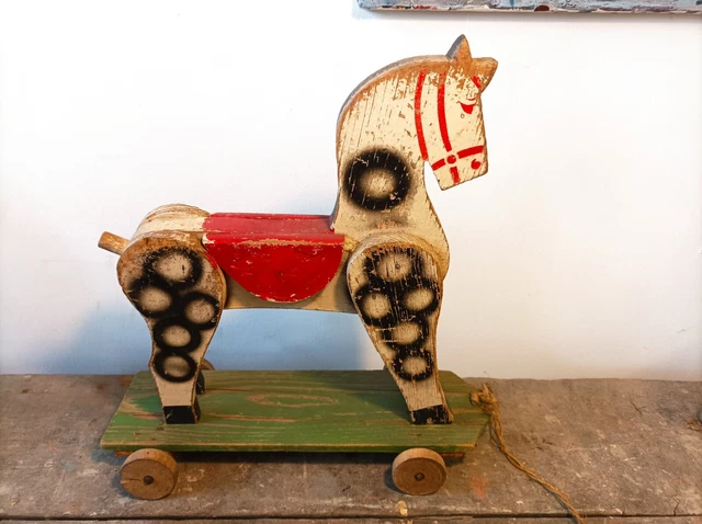 VINTAGE ANCIEN JOUET en bois WISA gloria CHEVAL à BASCULE toy swiss WOOD holz EUR 30,00 - FR