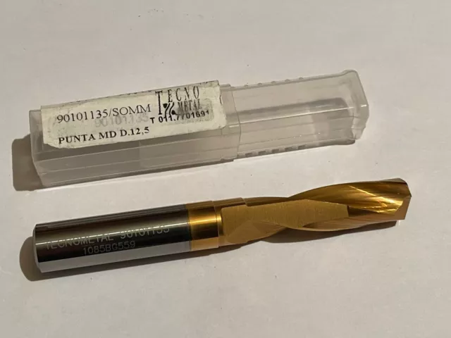1pc CARBIDE DRILL TECNOMETAL D12.5 Ø12.5 L102mm TIN COATED