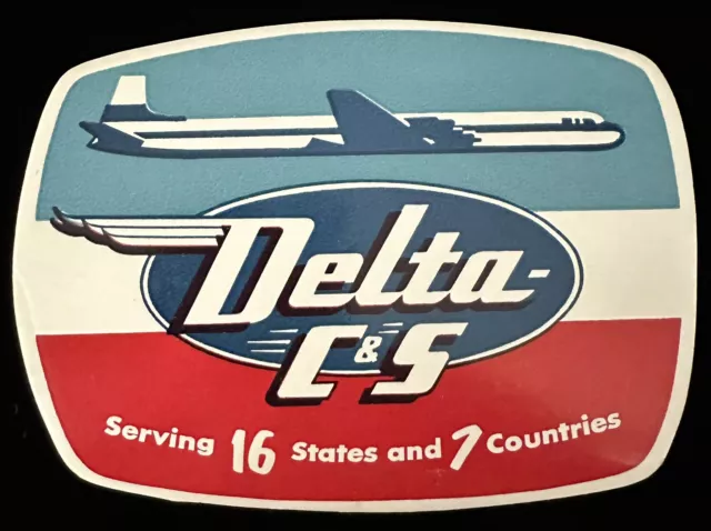 Delta CS Airline Sticker Rare Stamp Airplane Travel Luggage Tag Chicago Southern