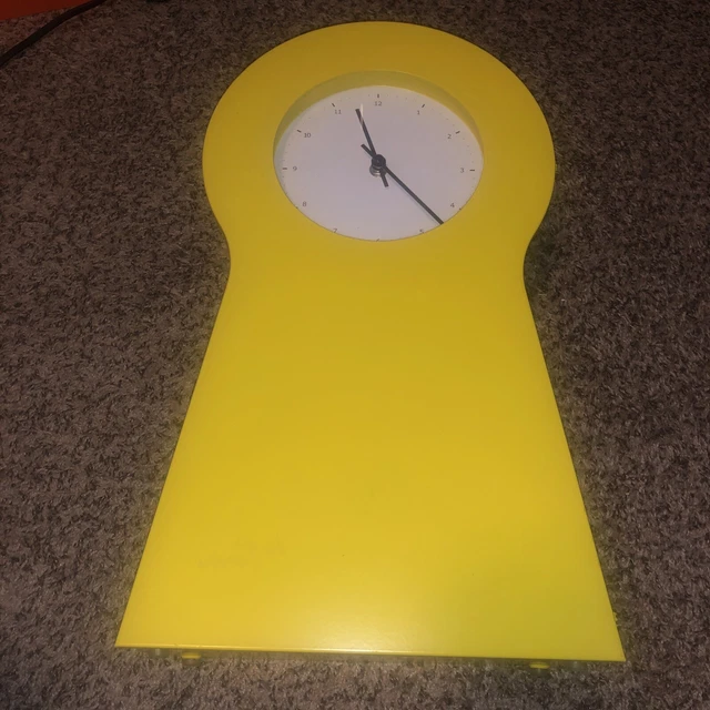 Vintage Ikea Keyhole Clock with Cabinet/Shelves Yellow PS 1995 Vintage Ikea Keyhole Clock with Cabinet/Shelves Yellow PS 1995