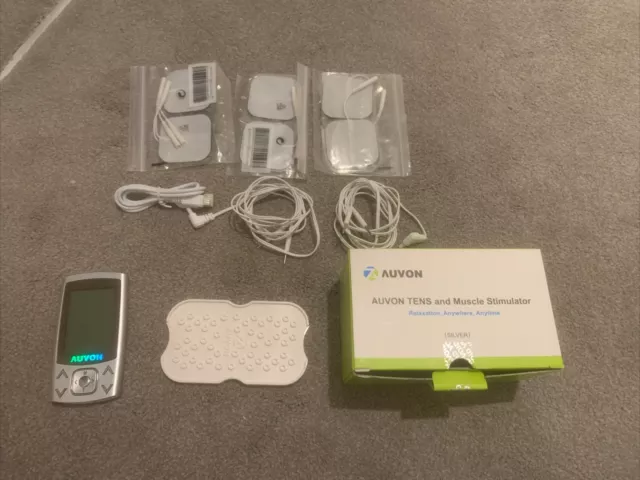 Auvon AS8012 - tens and muscle stimulator-  Pain Relief Anytime Anywhere- silver