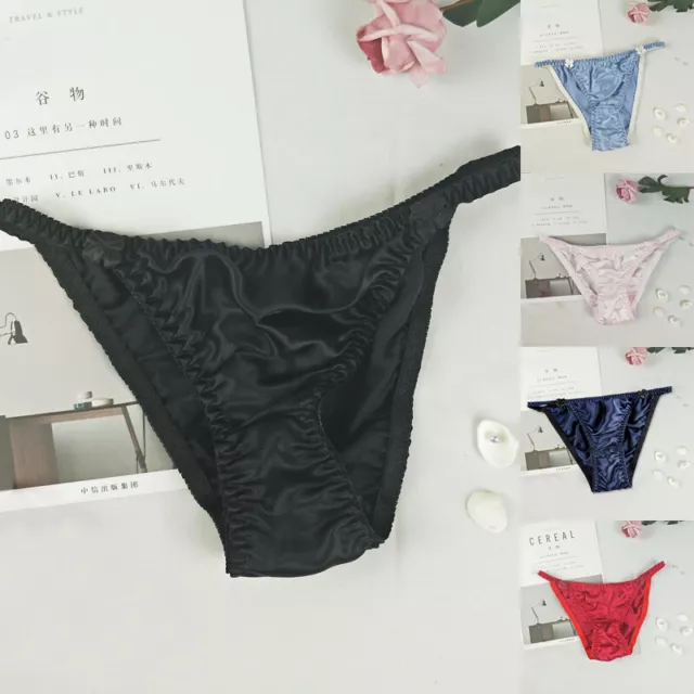 Women T-back Panties Briefs Silk Satin Thong G-string Knicker Lingerie  Underwear