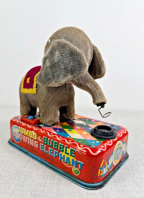 Jouet mécanique ancien vintage Japon Eléphant à bulles