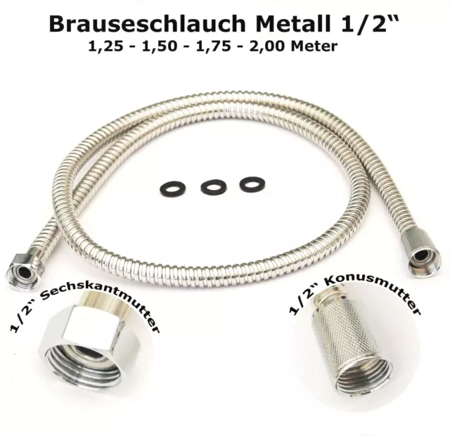 Brauseschlauch Duschschlauch Edelstahl Metall 2