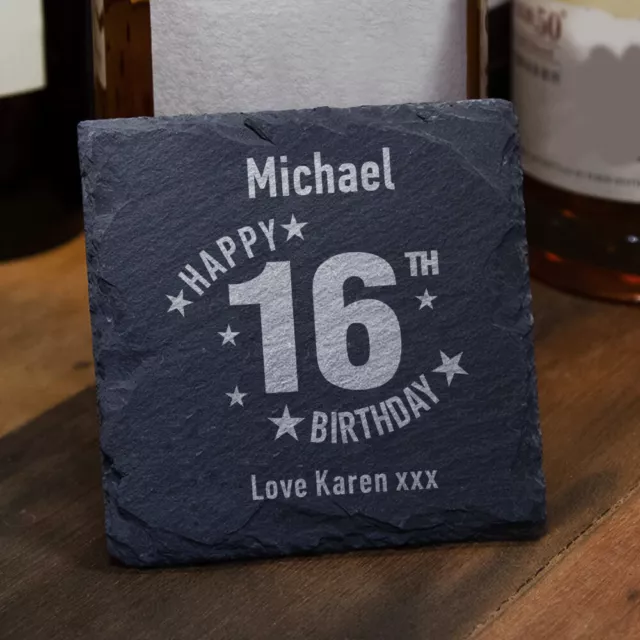 Personalised Engraved Slate Coaster Customised Birthday Gift for Family Friends