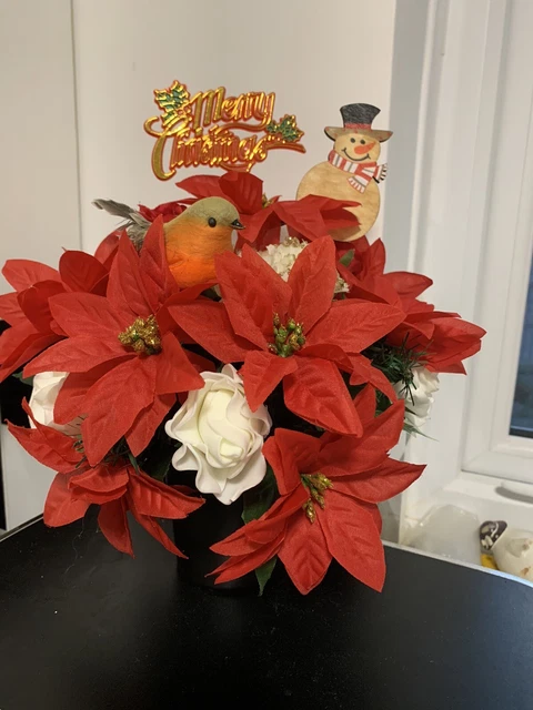 Artificial silk flowers memorial Crem Pot - Grave arrangement