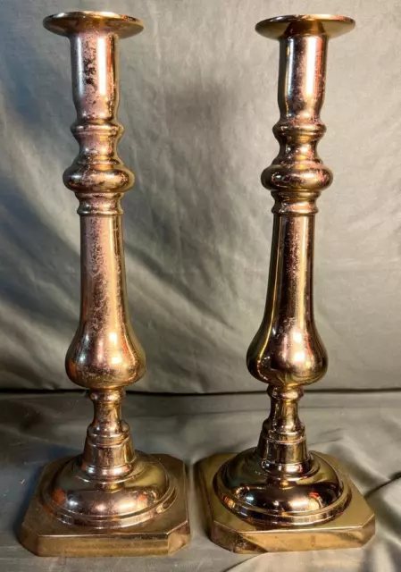 Pair of 2 Two Vintage VMC Virginia Metalcrafters American Candlesticks Brass Set