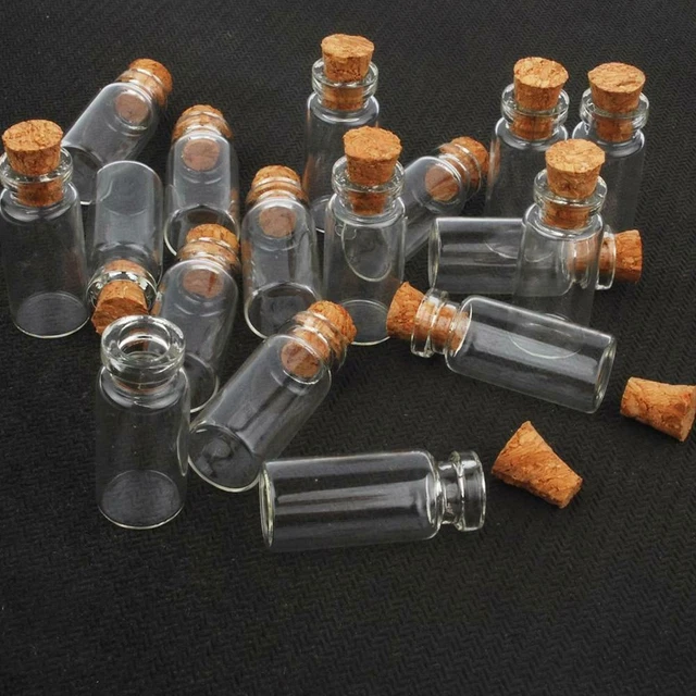 10pc/set Mini Useful Small Cork Stopper Glass Bottles Jars Vialsc Container G2C4