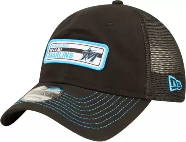 New Era Men's MLB Miami Marlins Black 9Twenty Adiustable Hat Cap Snapback