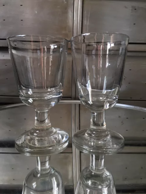 Art Populaire 2 Calices Verres À Eau Anciens Verre Soufflé XIXème French Glass