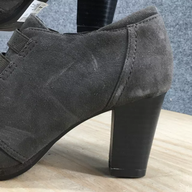 Clarks Boots Womens 5 M Brynn Celia Side Zip Low Ankle Bootie Gray Suede Heels 3