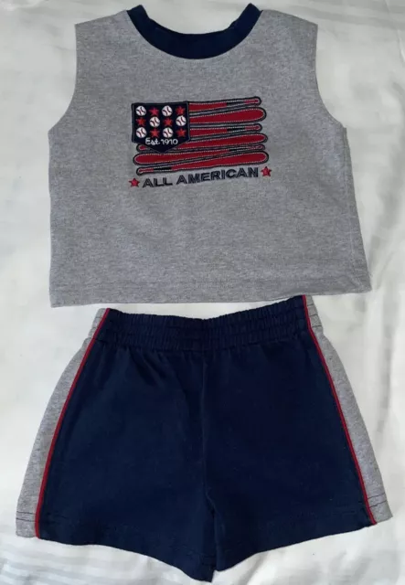 MINIWEAR Baby Infant Boy Tank Shortset 3/6 Months Outfit Baseball