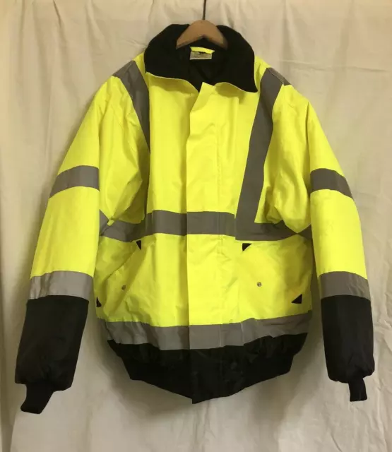 Cis Reflective Safety Coat Mens Size 2Xl Bright Yellow Black