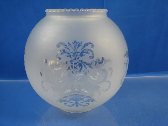 7" Venicia Satin Etched Ball Glass Lamp Light Shade Floral Scene 2 3/4" Fitter