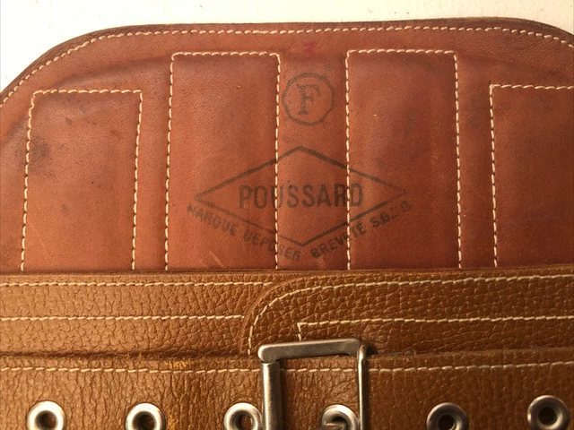 Poussard French Mil. Motorcycle Belt,  Kidney Belt , Leather Tan / Brown EUC 2