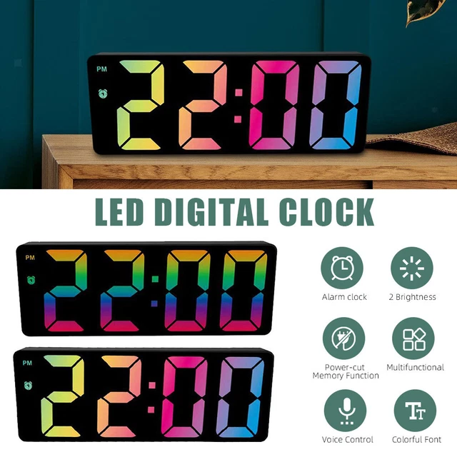 LED DIGITAL CLOCK Time Date Temperature Display Dimmable Alarm Clock ...