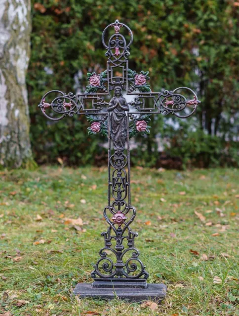 XXL 88cm cruz crucifijo estilo antiguo decoración de hierro de pie altar iglesia 2