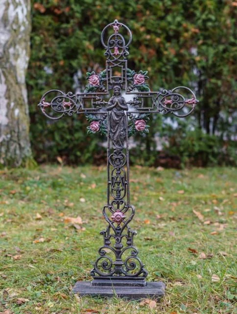XXL 88cm cruz crucifijo estilo antiguo decoración de hierro de pie altar iglesia 2