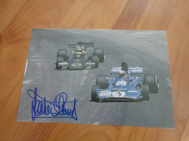 Original Firmada a Mano Jackie Stewart Tyrrell F1 Coche Foto 17.8X12.7cm F1