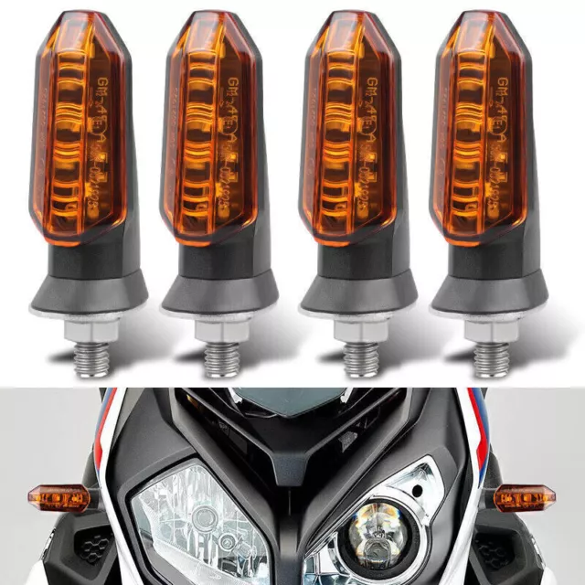 4X Amber Motorcycle LED Turn Signal Mini Bullet Blinker Lights For Honda Suzuki