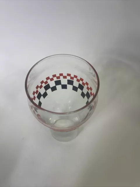 Vintage Coca Cola Red Black Checkered Drinking Glass Fountain Collectible 2