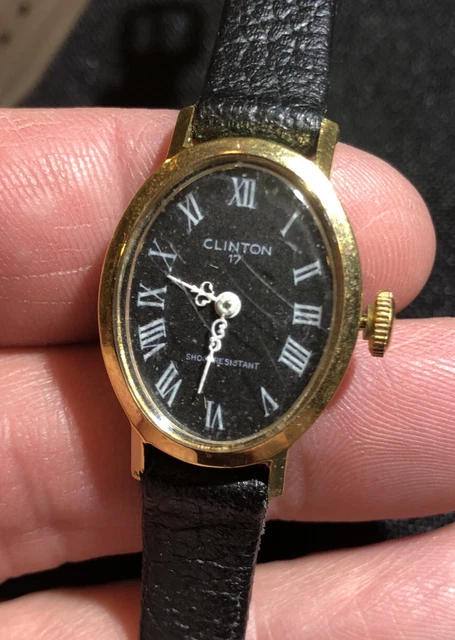 VINTAGE CLINTON 17 Jewel Wind Up Wrist Watch Swiss Made Working! Ships ...