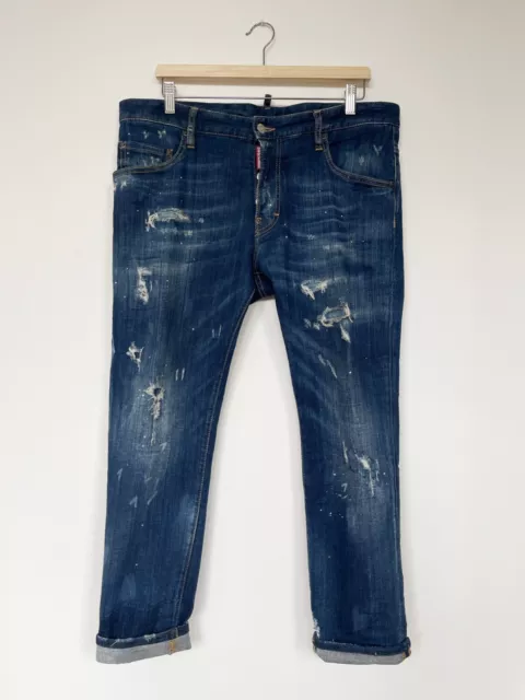 Dsquared2 Men's Blue Distressed Stretch Denim Jeans size 52IT (XL)