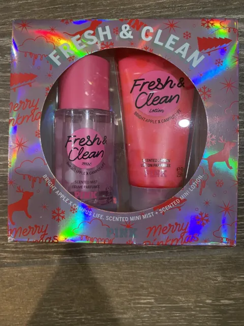 Victoria’s Secret PINK Fresh & Clean Body Mist & Lotion Gift Set 2.5 oz each NEW