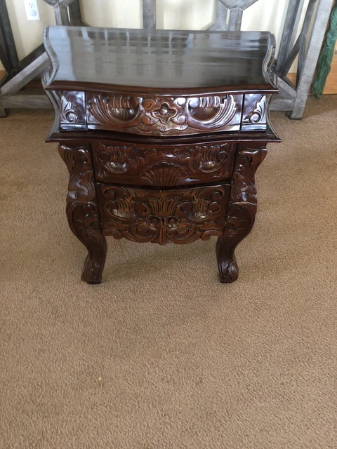 Antique Style Hand Carved Mahogany Chest 3 Drawer