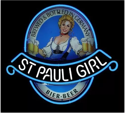 St Pauli Girl Beer Neon Sign 19x15 Beer Bar Man Cave Pub Room Wall Decor