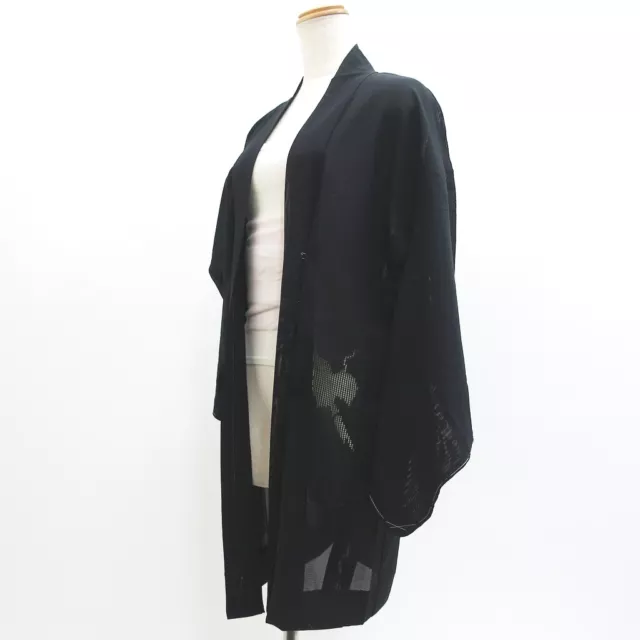 9112D3 Silk Vintage Japanese Kimono Haori Jacket See-Through Bamboo