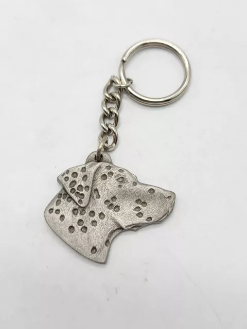 1983 I Love My Dalmatian Rawcliffe Pewter Keychain Key Ring P. Davis