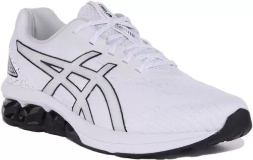 ASICS Gel Quantum 180 Hombre Cordones Malla Zapatillas En Blanco Negro UK 7-12