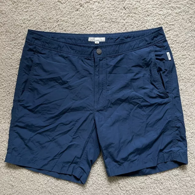 Onia Men’s Size 34 7.5” Inseam Calder Swim Trunks - Solid Blue