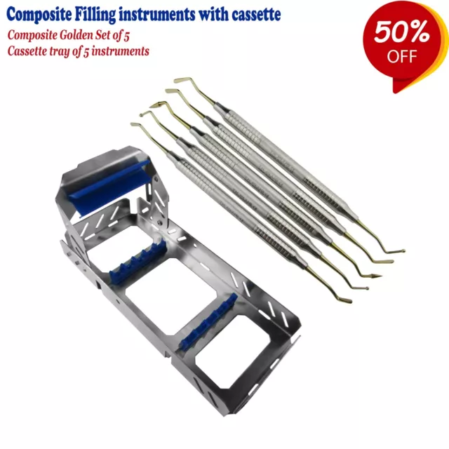 Set 5- Composite Instruments Doré Pointe Avec Cassette Remplissage Outils