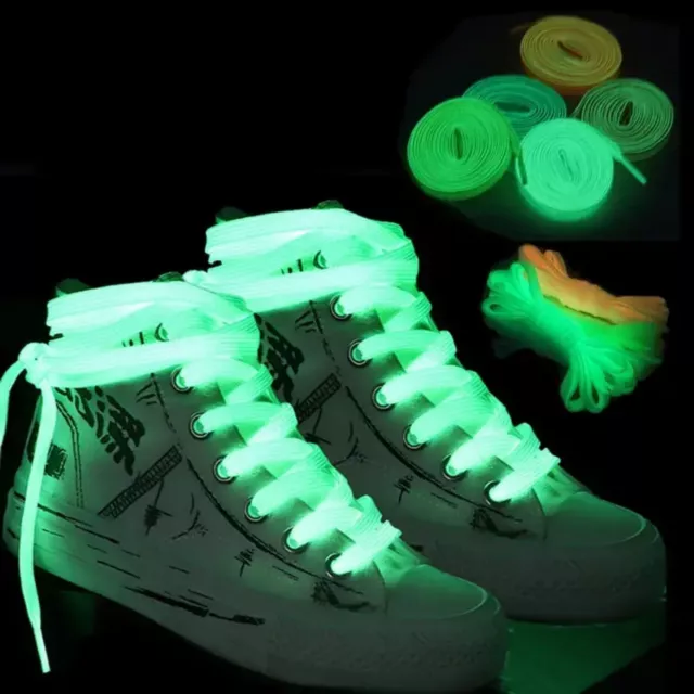 Paio Di Lacci Luminosi Per Scarpe Fosforescenti Lacci Riflettenti Bianco Fluo