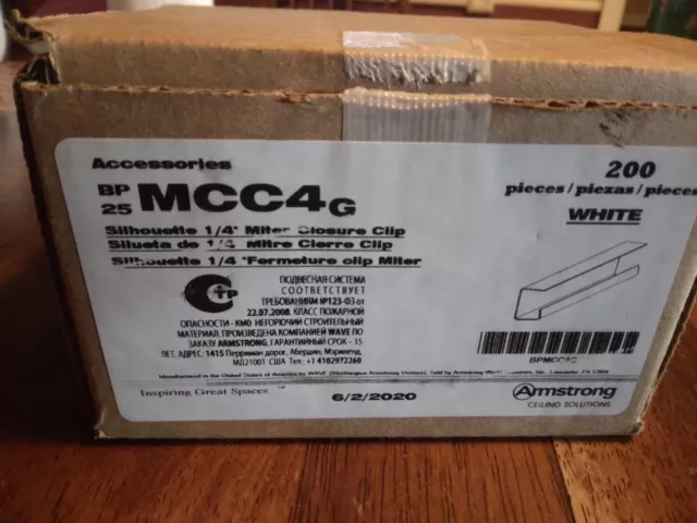 Armstrong mcc4g 200 Piece White 1/4" Miter Closure Clip