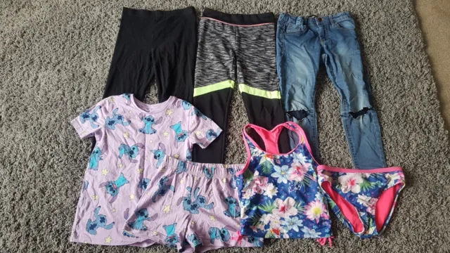 Bundle of Girls Clothes Age 8-9 Years (7 items) Jeans, Bikini, Sports Leggings