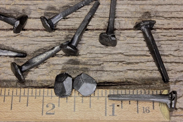 1" Rose head 10 nails square wrought iron vintage rustic Decorative historic