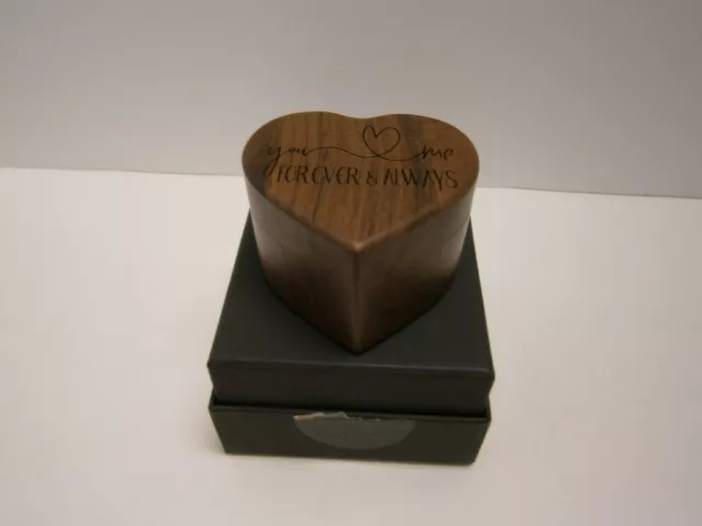 URBAN KRAFTS Engagement Ring Box for Proposal Pocket Size Walnut Wooden Heart 3