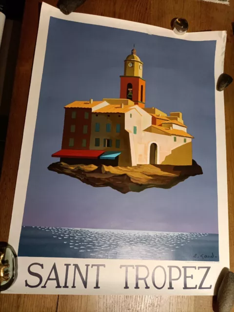 Affiche Saint Tropez Émile Gaud / Lithographie 1980 Cote D'azur French Riviera