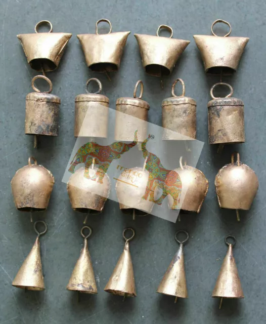 Tin Metal Bells Decorative Home Decor Bronze Vintage Collectibles Bells 20 Pcs