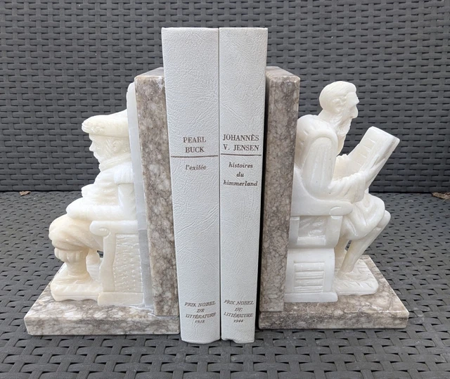 Lot de serre-livres en albâtre et marbre Lot de serre-livres en albâtre et marbre
