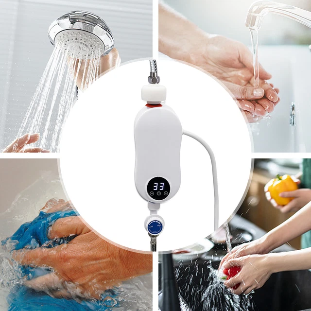 INSTANT ELECTRIC BATHROOM Hot Water Heater With Shower Head White 110V