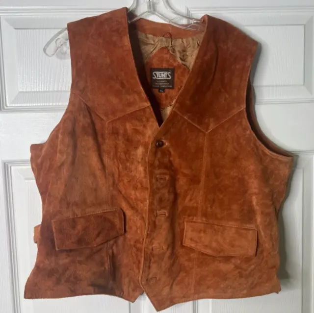 STUNTS Suede Leather Vest Authentic Western Wear Size XL