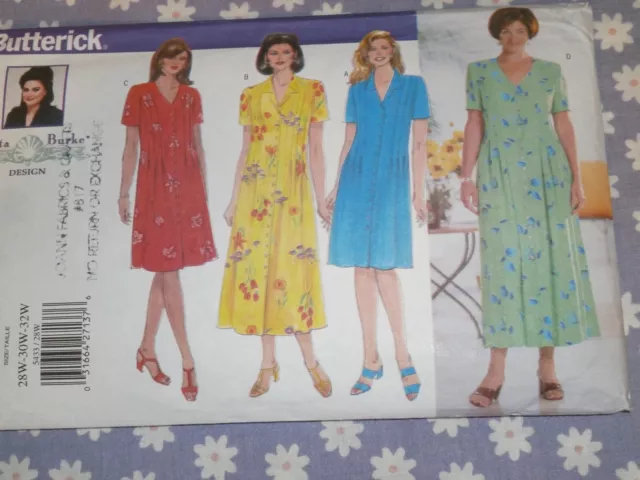 Butterick 5433 Women's Plus Petite Front Button Dresses Pattern-Uncut-28W-32W