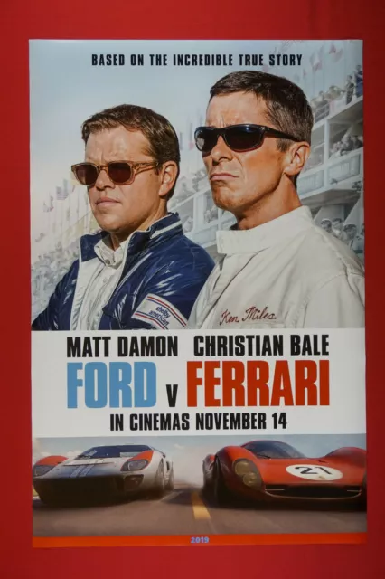 Ford V Ferrari Race Car Matt Damon Christian Bale Movie Poster 24X36 New  FORD