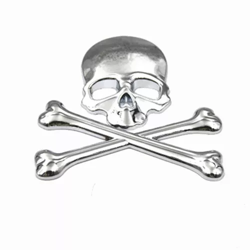 3D Crossbone Skull Metal Logo Emblem Badge Decal Tank Sticker Motorcycle Bike