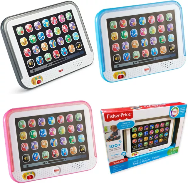 Fisher-Price Laugh & Learn Smart Stages Tablet Pink Blue White Grey Educational